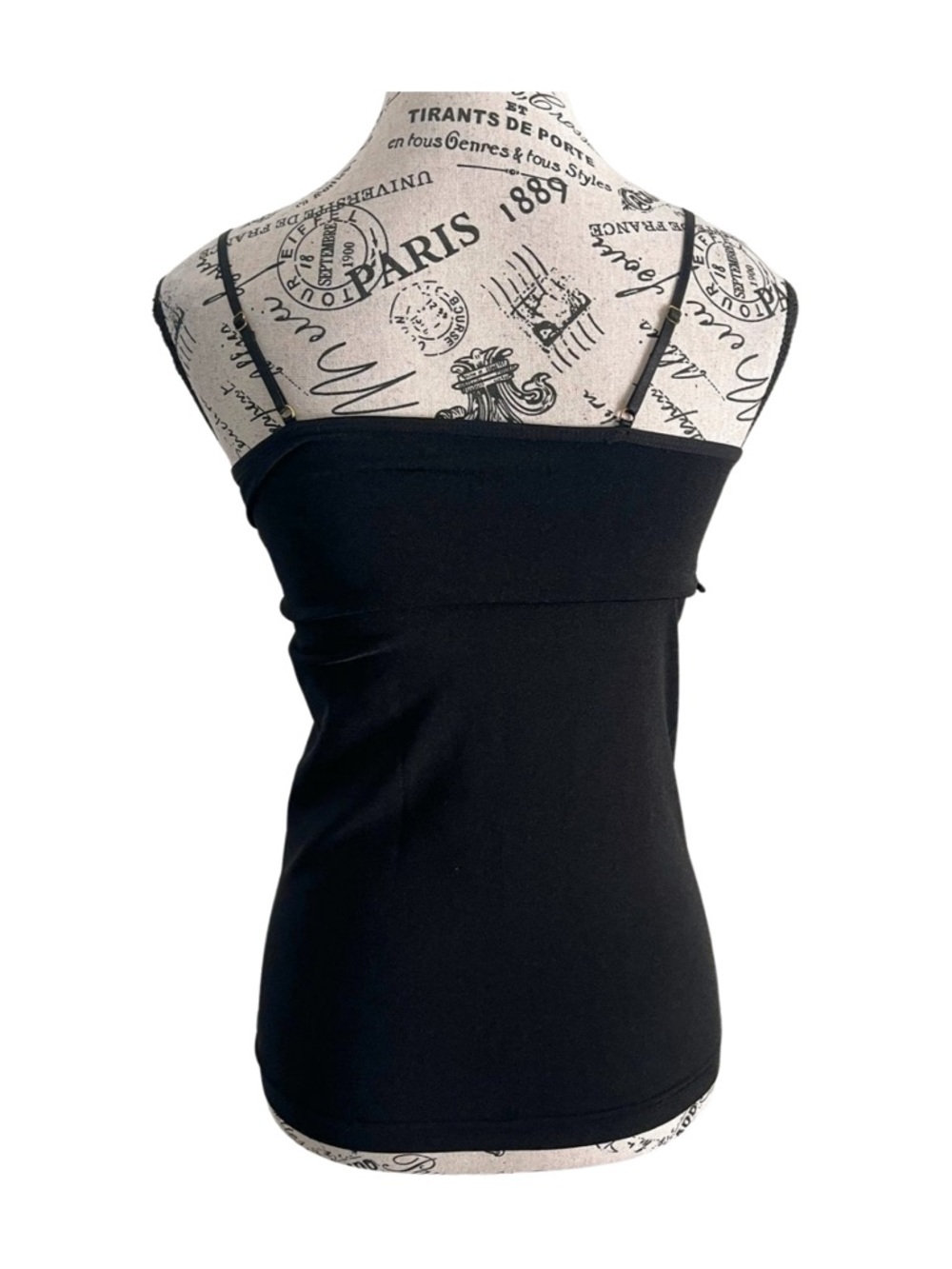 Patricia Black Lace Trim Cami Top Y2K Soft Goth Stretch Slim Fit Layering Large - Picture 3 of 4
